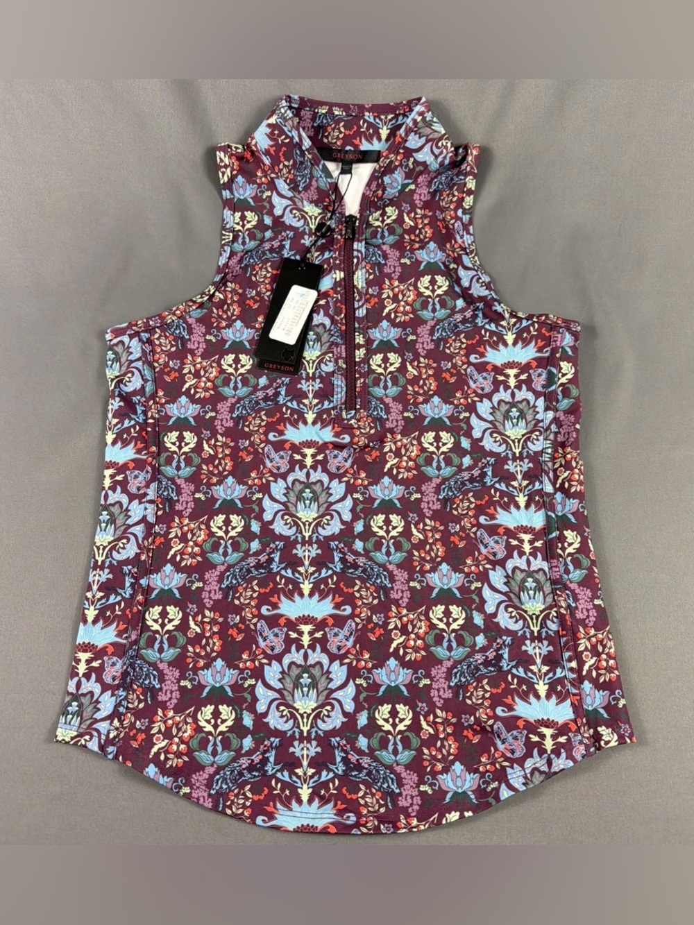 Greyson Womens Golf Shirt Printed SLVLS Vesta Mock Small Savoie NWT MSRP $110